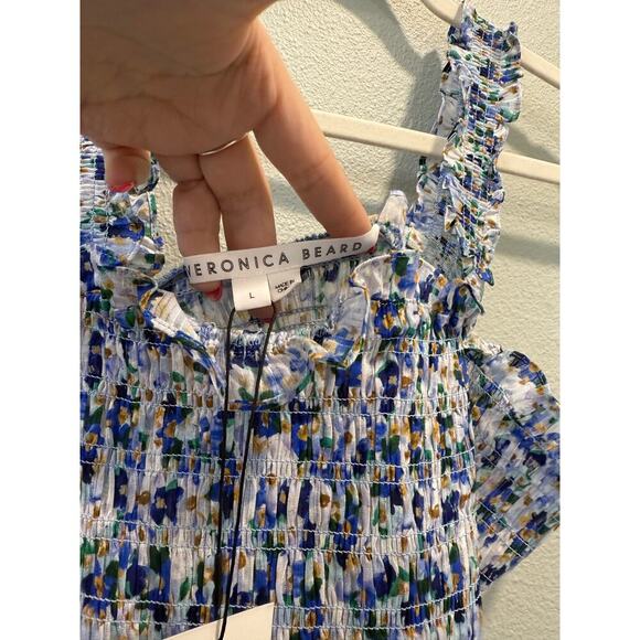 NWT Veronica Beard Averie Smocked Tank Top (Cobalt Blue) - Picture 6 of 9